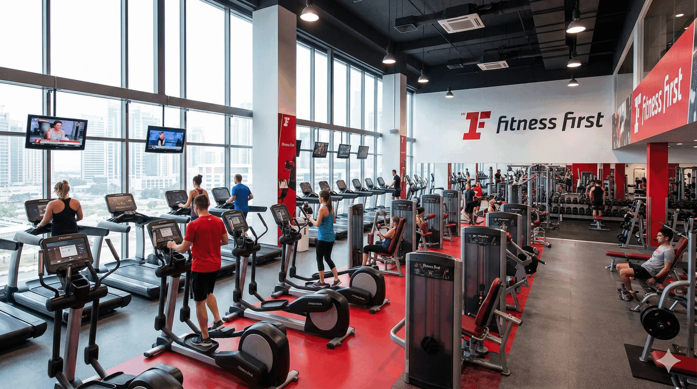 The treadmill floor of a Fitness First gym in Bangkok