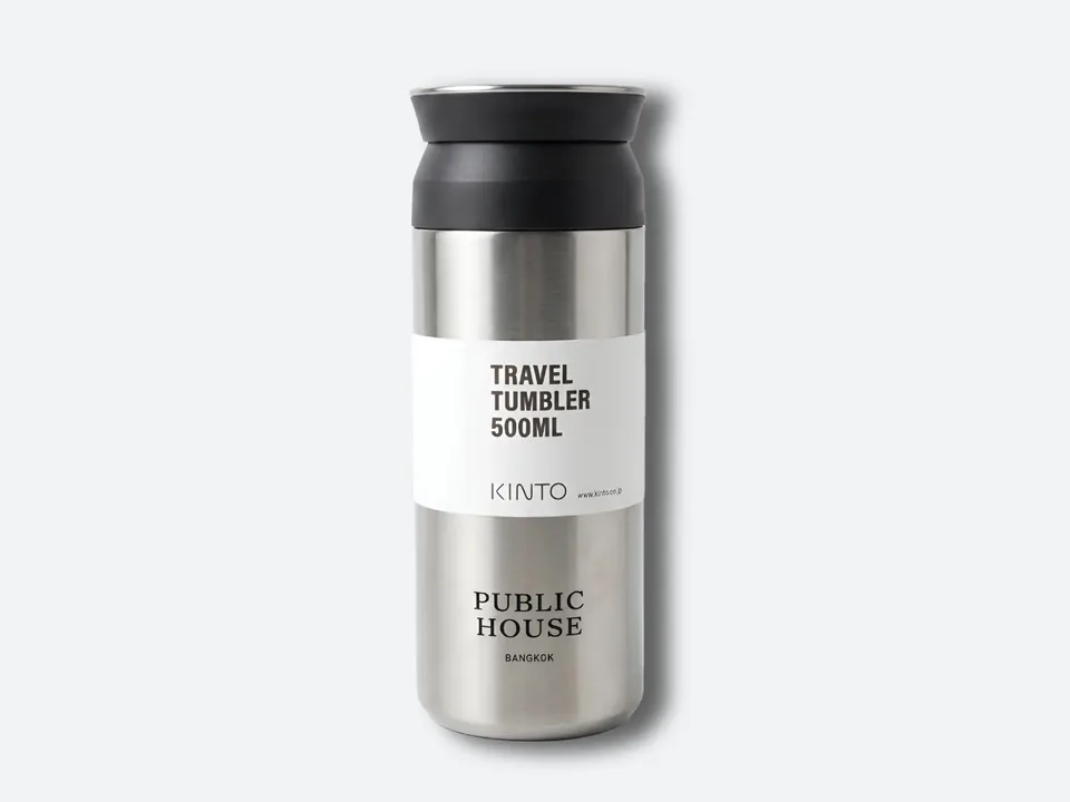 The Public House Bangkok travel tumbler, made with Kinto, sold at Soup